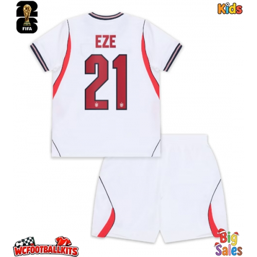 England Eberechi Eze #21 Replica Home Stadium Kit for Kids World Cup 2026 Short Sleeve (+ pants)